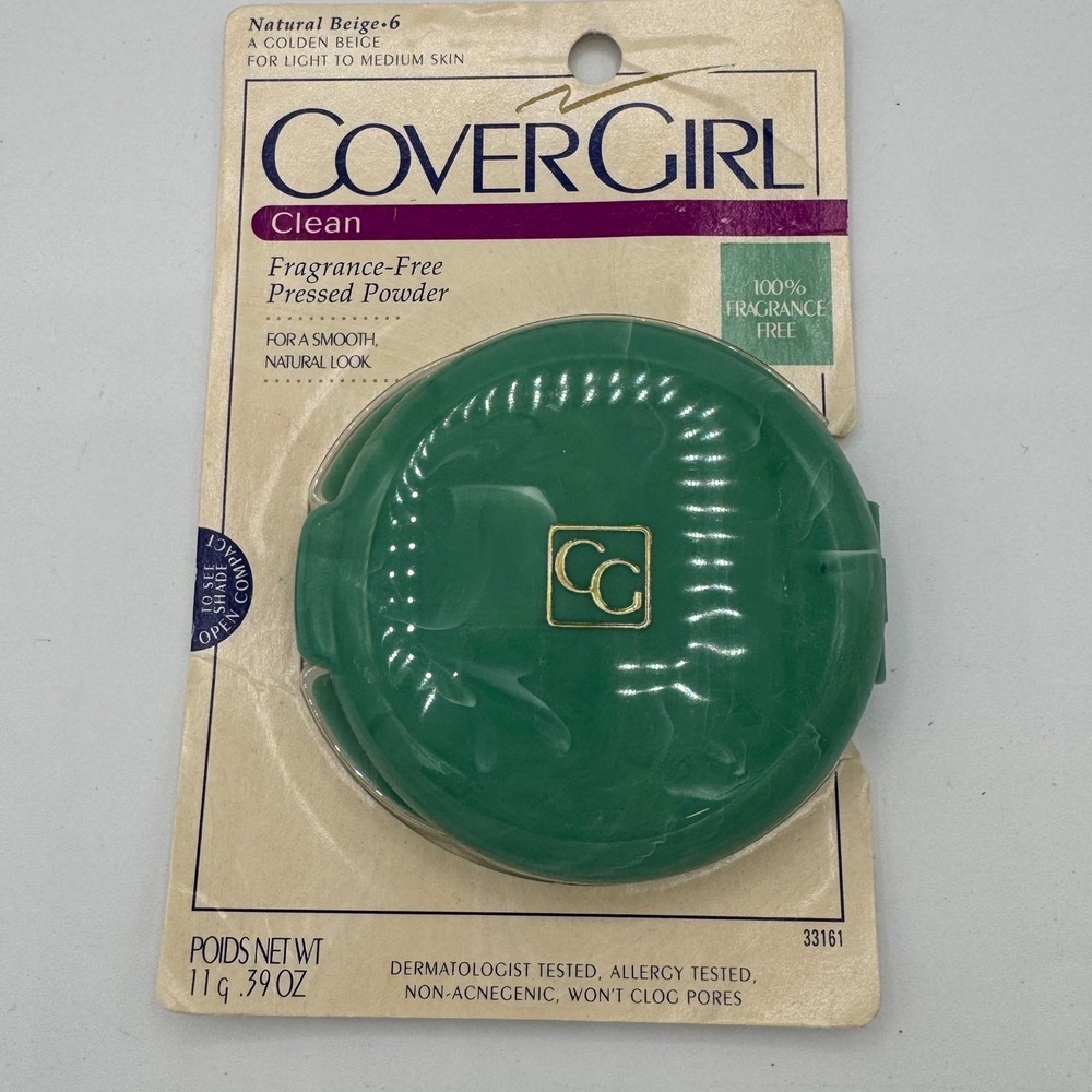 Vintage CoverGirl Clean Fragrance Free Pressed Powder Natural Beige 6 Green Case